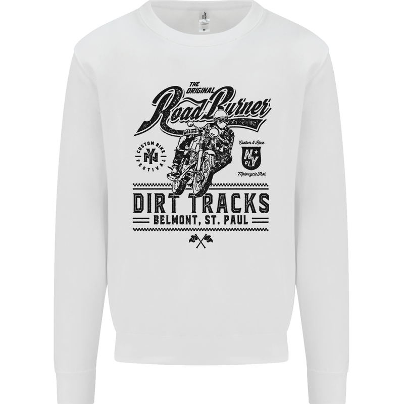 The Original Road Burner Biker Motorcycle Mens Sweatshirt Jumper White