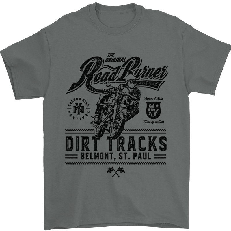 The Original Road Burner Biker Motorcycle Mens T-Shirt Cotton Gildan Charcoal