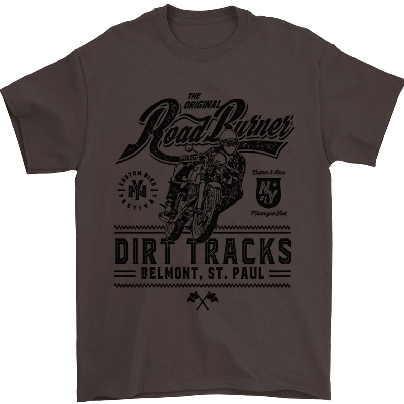 The Original Road Burner Biker Motorcycle Mens T-Shirt Cotton Gildan Dark Chocolate