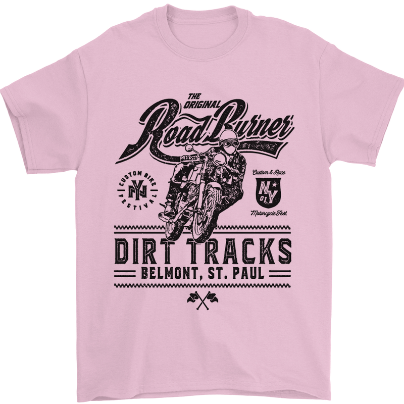 The Original Road Burner Biker Motorcycle Mens T-Shirt Cotton Gildan Light Pink