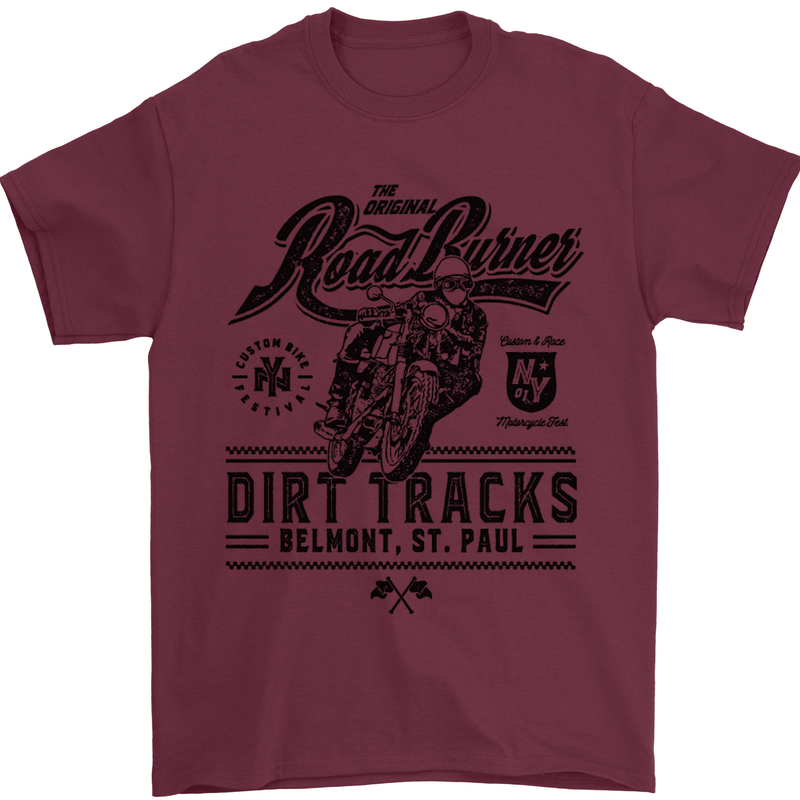 The Original Road Burner Biker Motorcycle Mens T-Shirt Cotton Gildan Maroon