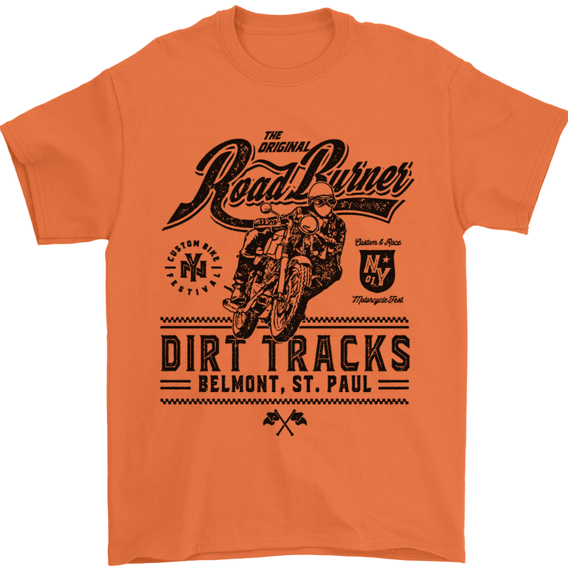 The Original Road Burner Biker Motorcycle Mens T-Shirt Cotton Gildan Orange