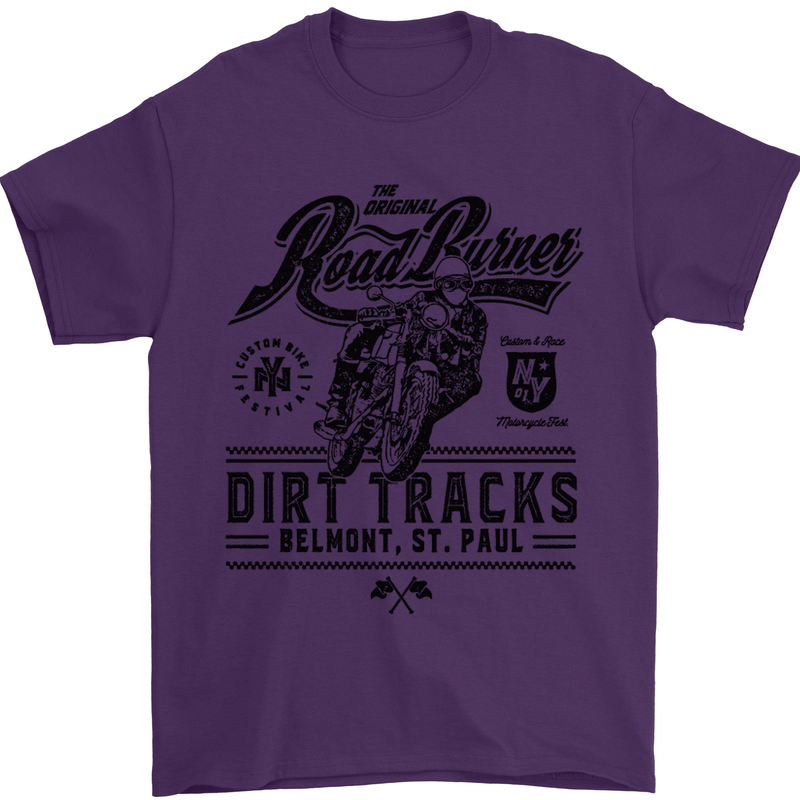 The Original Road Burner Biker Motorcycle Mens T-Shirt Cotton Gildan Purple
