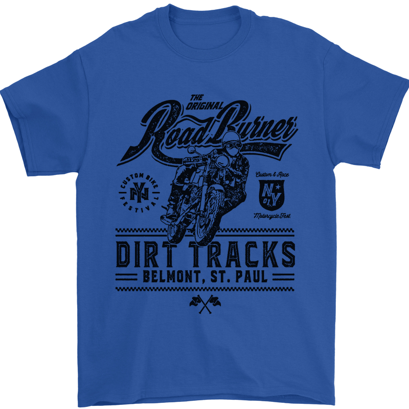 The Original Road Burner Biker Motorcycle Mens T-Shirt Cotton Gildan Royal Blue