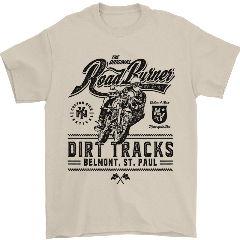 The Original Road Burner Biker Motorcycle Mens T-Shirt Cotton Gildan Sand