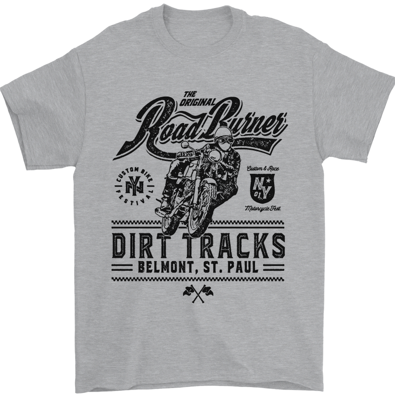 The Original Road Burner Biker Motorcycle Mens T-Shirt Cotton Gildan Sports Grey