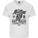 The Original Road Burner Biker Motorcycle Mens V-Neck Cotton T-Shirt White