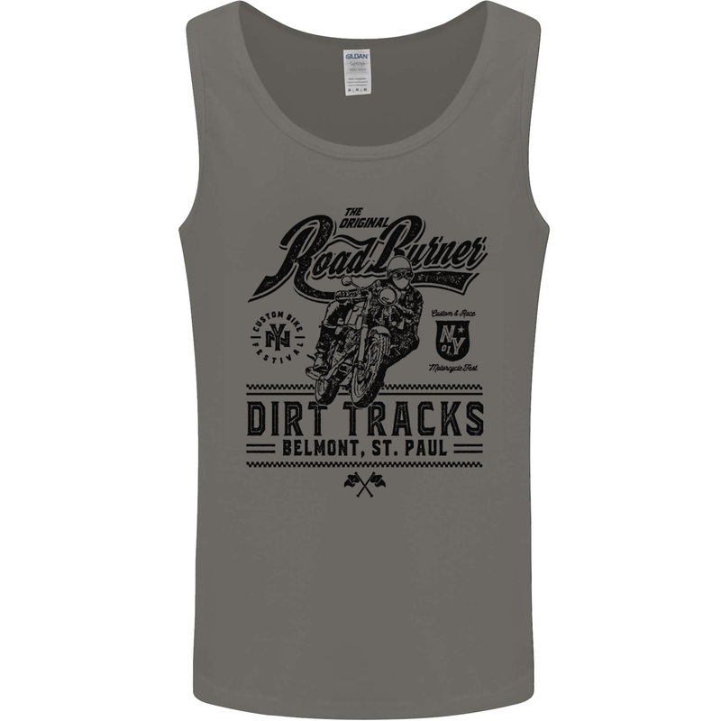 The Original Road Burner Biker Motorcycle Mens Vest Tank Top Charcoal