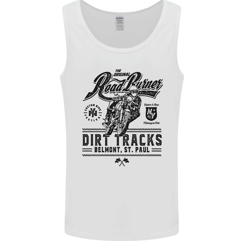 The Original Road Burner Biker Motorcycle Mens Vest Tank Top White