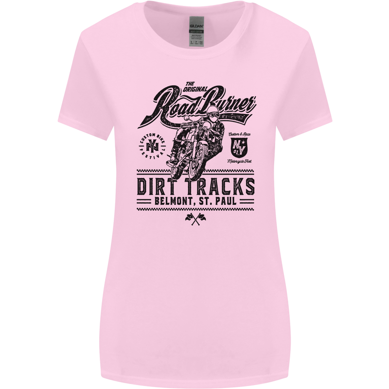 The Original Road Burner Biker Motorcycle Womens Wider Cut T-Shirt Light Pink