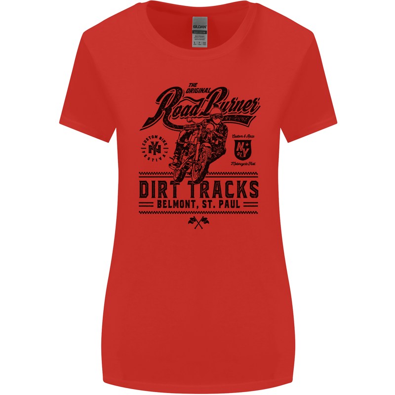 The Original Road Burner Biker Motorcycle Womens Wider Cut T-Shirt Red
