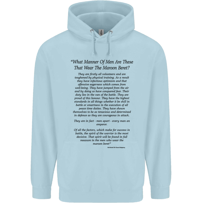 The Parachute Regiment Charter 1 2 3 4 Para Childrens Kids Hoodie Light Blue
