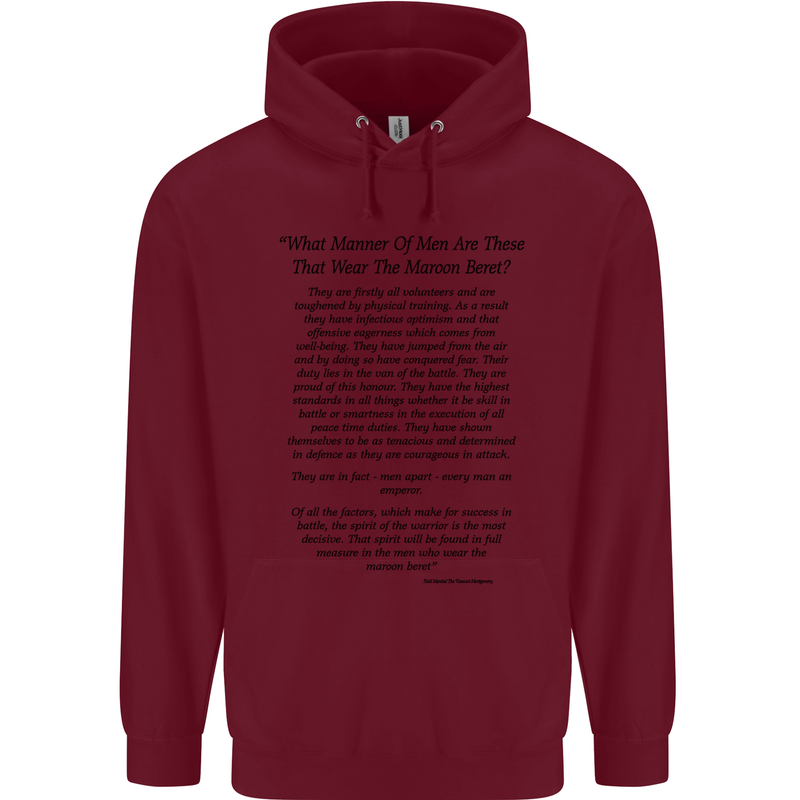 The Parachute Regiment Charter 1 2 3 4 Para Childrens Kids Hoodie Maroon