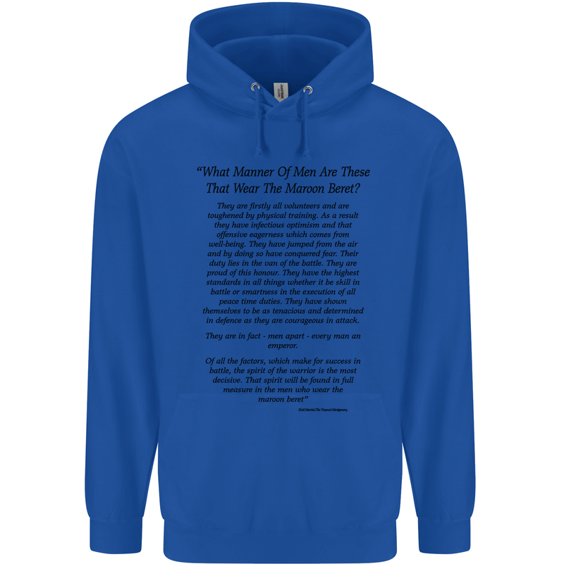 The Parachute Regiment Charter 1 2 3 4 Para Childrens Kids Hoodie Royal Blue