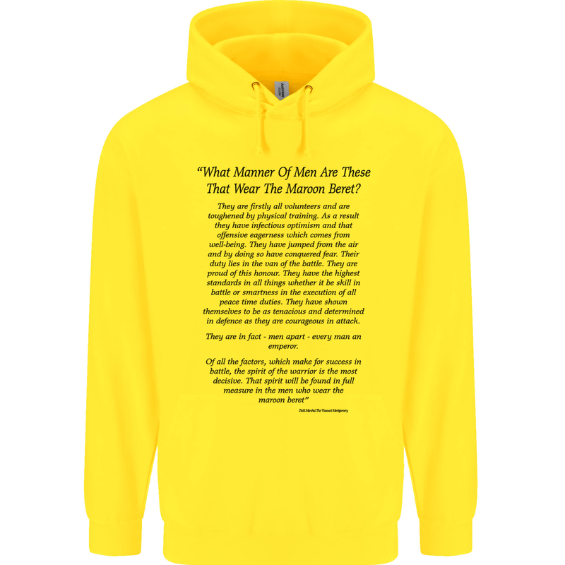The Parachute Regiment Charter 1 2 3 4 Para Childrens Kids Hoodie Yellow
