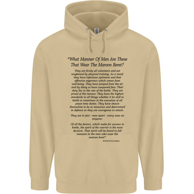 The Parachute Regiment Charter 1 2 3 4 Para Mens 80% Cotton Hoodie Sand