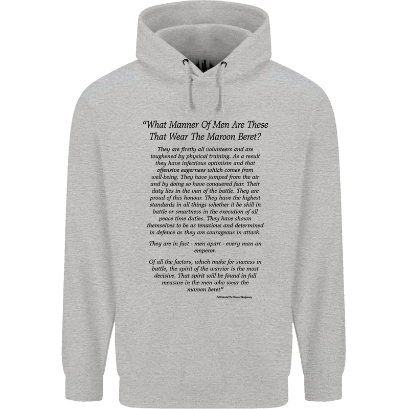 The Parachute Regiment Charter 1 2 3 4 Para Mens 80% Cotton Hoodie Sports Grey