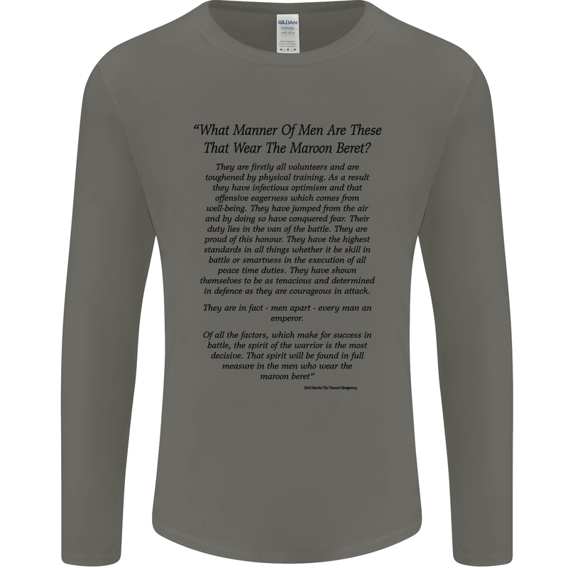 The Parachute Regiment Charter 1 2 3 4 Para Mens Long Sleeve T-Shirt Charcoal