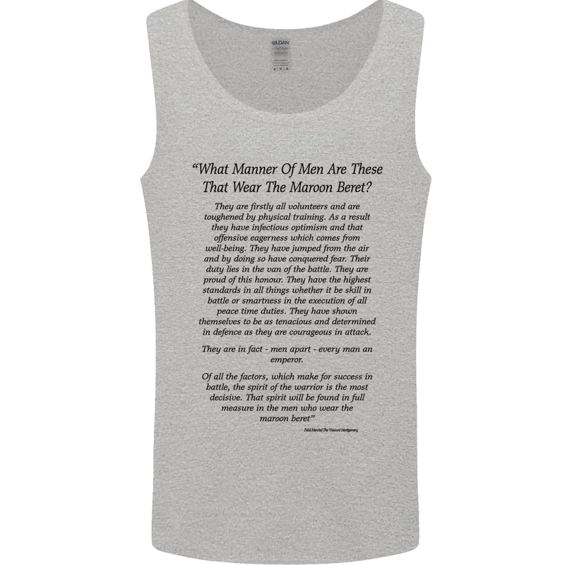 The Parachute Regiment Charter 1 2 3 4 Para Mens Vest Tank Top Sports Grey