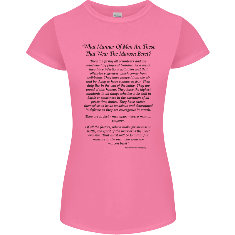 The Parachute Regiment Charter 1 2 3 4 Para Womens Petite Cut T-Shirt Azalea