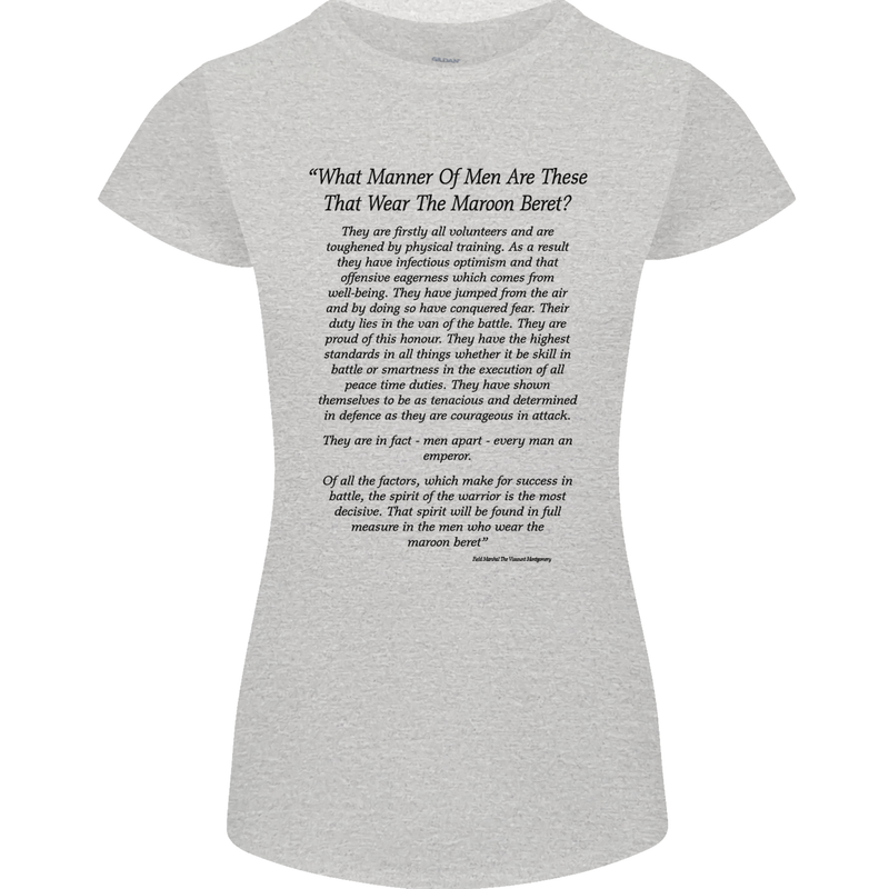 The Parachute Regiment Charter 1 2 3 4 Para Womens Petite Cut T-Shirt Sports Grey
