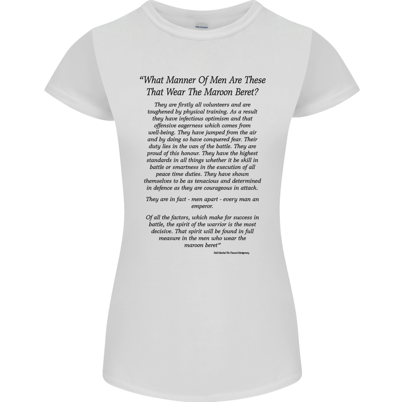 The Parachute Regiment Charter 1 2 3 4 Para Womens Petite Cut T-Shirt White