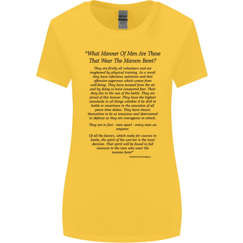 The Parachute Regiment Charter 1 2 3 4 Para Womens Wider Cut T-Shirt Yellow