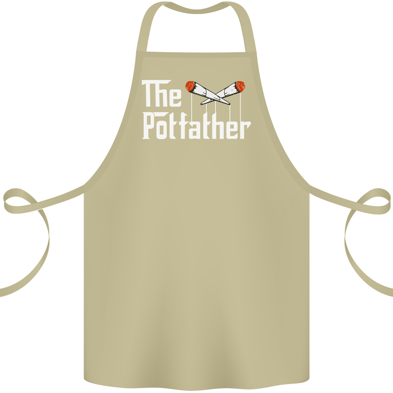 The Pot Father Funny Weed Drugs Cannabis Cotton Apron 100% Organic Khaki