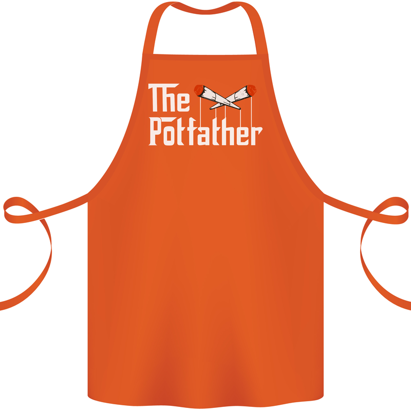 The Pot Father Funny Weed Drugs Cannabis Cotton Apron 100% Organic Orange