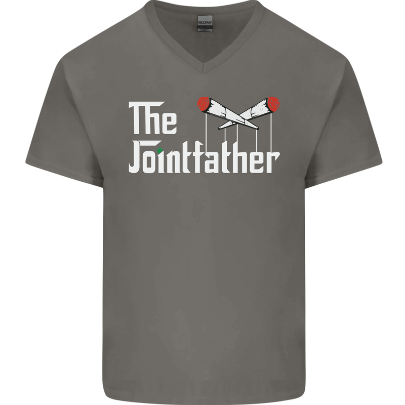 The Pot Father Funny Weed Drugs Cannabis Mens V-Neck Cotton T-Shirt Charcoal