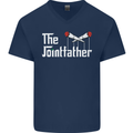 The Pot Father Funny Weed Drugs Cannabis Mens V-Neck Cotton T-Shirt Navy Blue