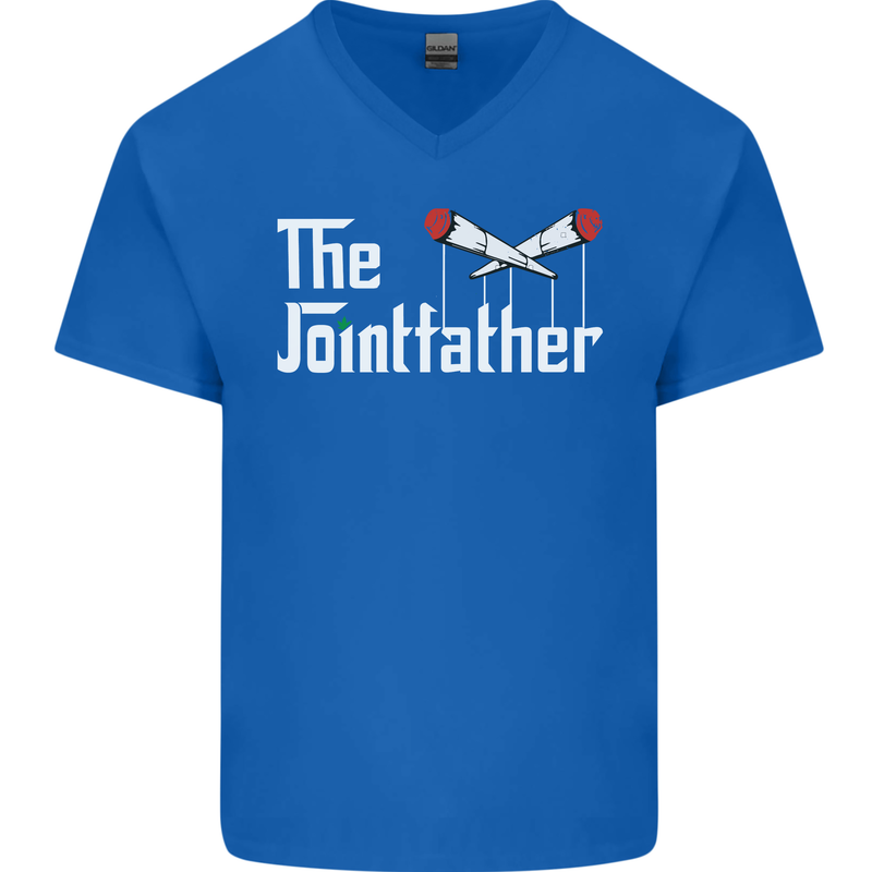 The Pot Father Funny Weed Drugs Cannabis Mens V-Neck Cotton T-Shirt Royal Blue