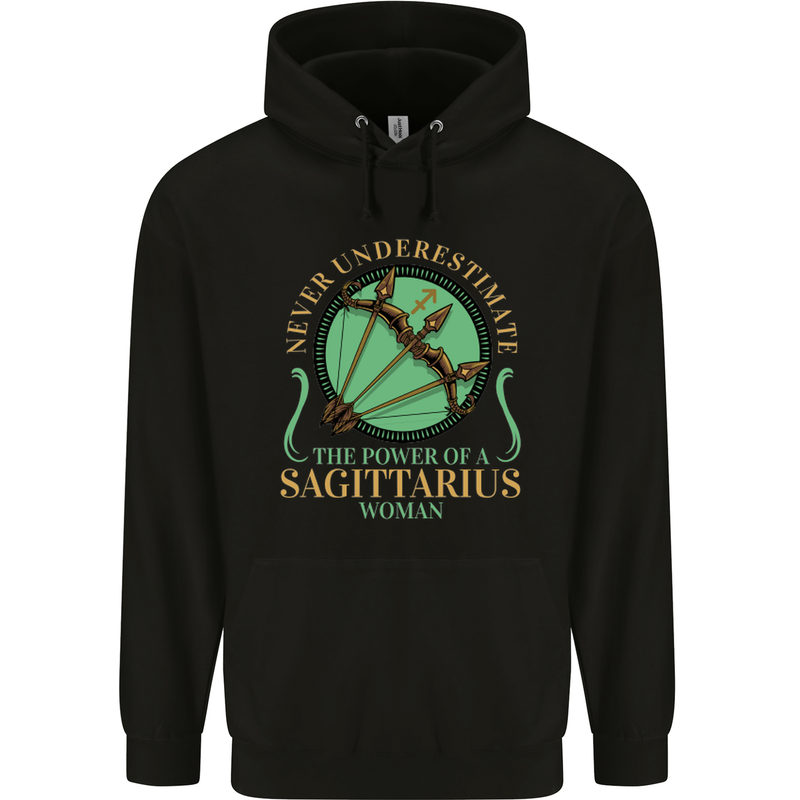 The Power of Sagittarius Woman Star Sign Childrens Kids Hoodie Black