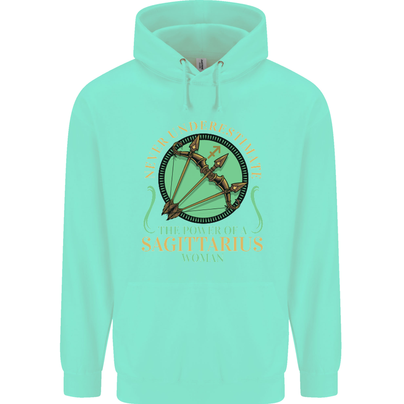 The Power of Sagittarius Woman Star Sign Childrens Kids Hoodie Peppermint