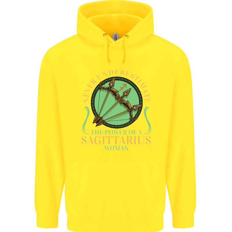 The Power of Sagittarius Woman Star Sign Childrens Kids Hoodie Yellow