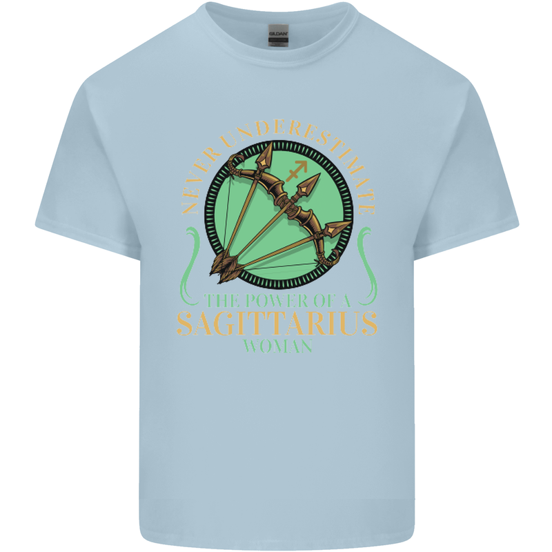 The Power of Sagittarius Woman Star Sign Kids T-Shirt Childrens Light Blue