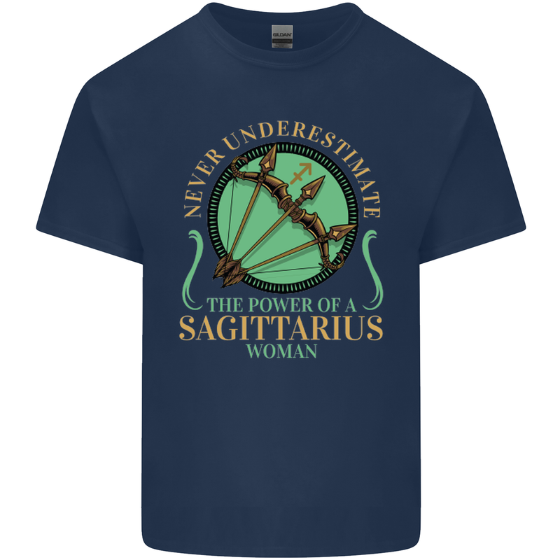 The Power of Sagittarius Woman Star Sign Kids T-Shirt Childrens Navy Blue