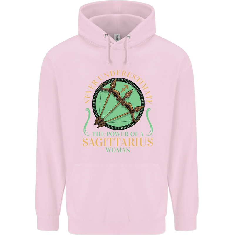 The Power of Sagittarius Woman Star Sign Mens 80% Cotton Hoodie Light Pink