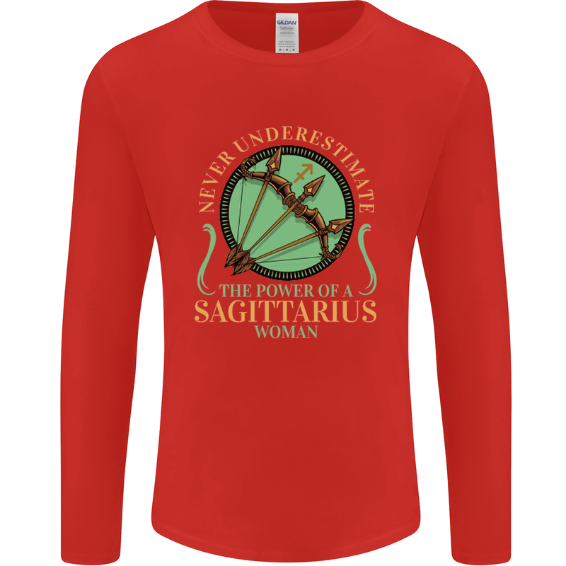 The Power of Sagittarius Woman Star Sign Mens Long Sleeve T-Shirt Red