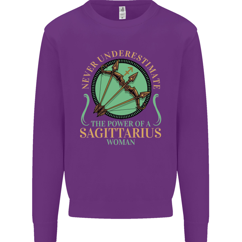 The Power of Sagittarius Woman Star Sign Mens Sweatshirt Jumper Purple