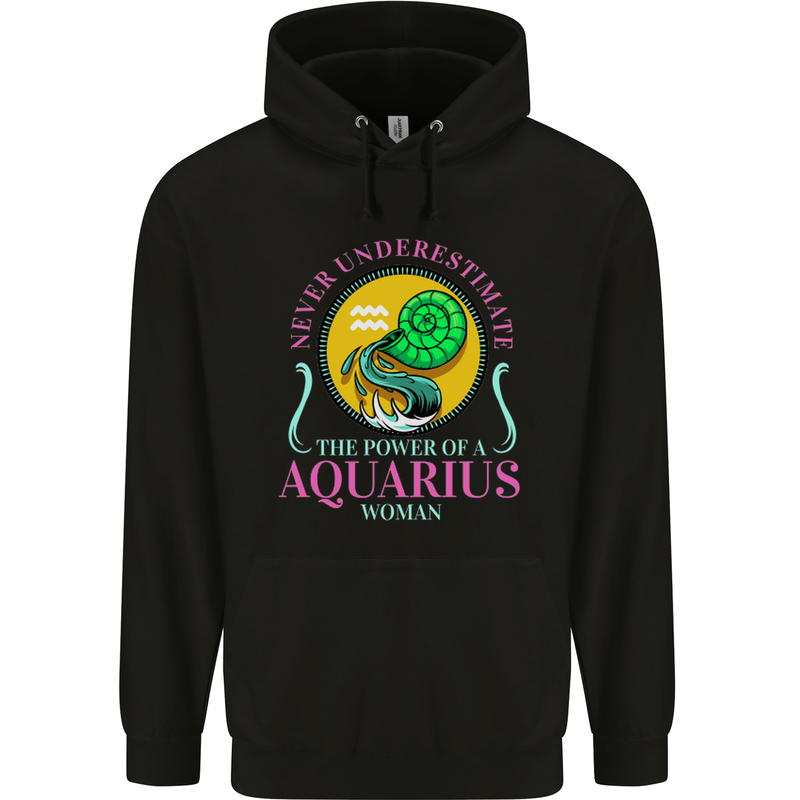 The Power of a Aquarius Woman Star Sign Childrens Kids Hoodie Black