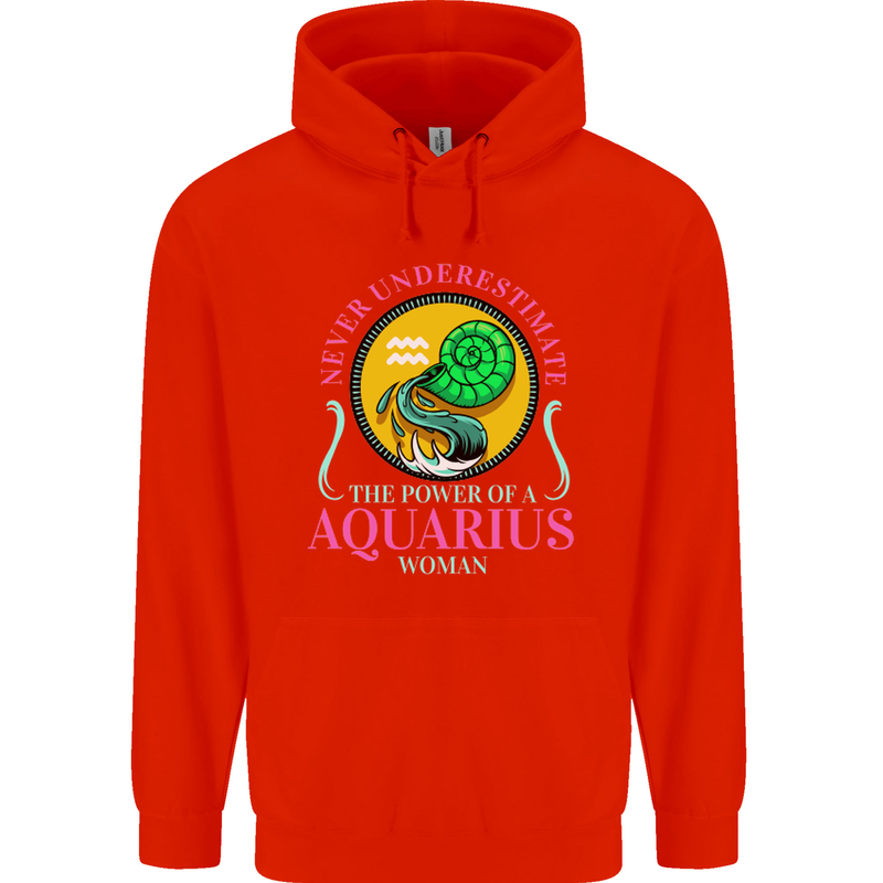 The Power of a Aquarius Woman Star Sign Childrens Kids Hoodie Bright Red