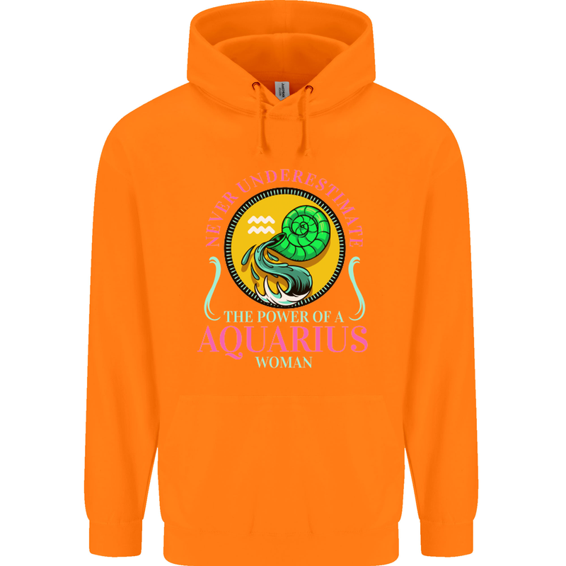 The Power of a Aquarius Woman Star Sign Childrens Kids Hoodie Orange