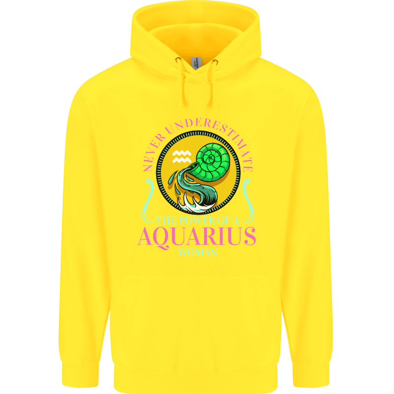 The Power of a Aquarius Woman Star Sign Childrens Kids Hoodie Yellow