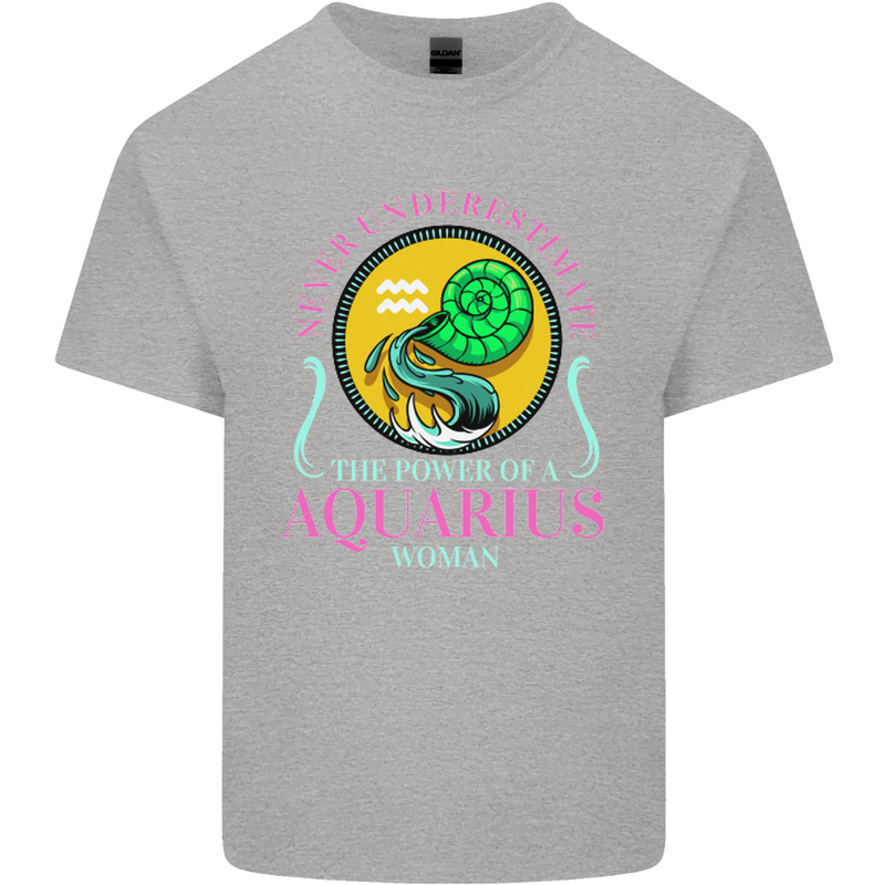 The Power of a Aquarius Woman Star Sign Kids T-Shirt Childrens Sports Grey