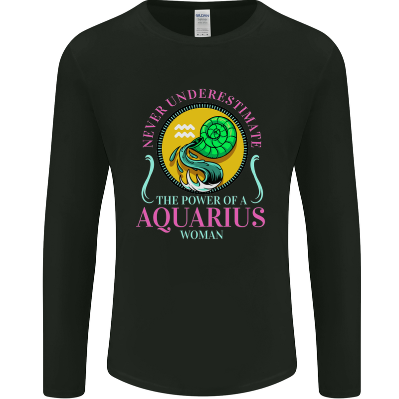 The Power of a Aquarius Woman Star Sign Mens Long Sleeve T-Shirt Black