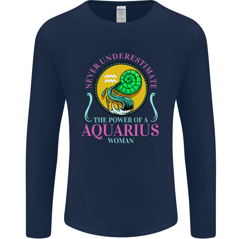 The Power of a Aquarius Woman Star Sign Mens Long Sleeve T-Shirt Navy Blue