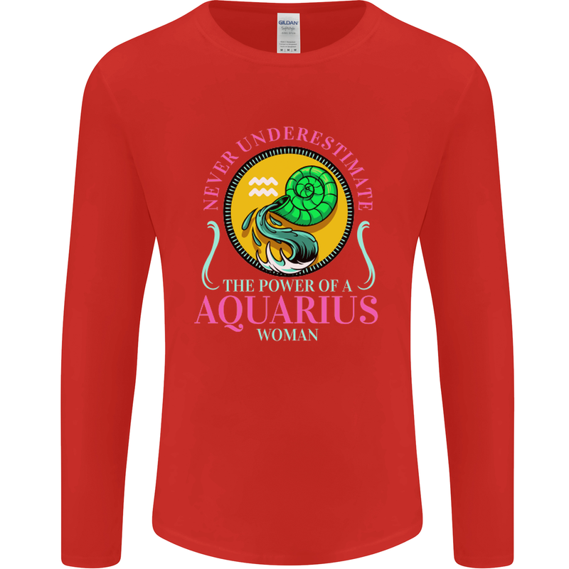 The Power of a Aquarius Woman Star Sign Mens Long Sleeve T-Shirt Red
