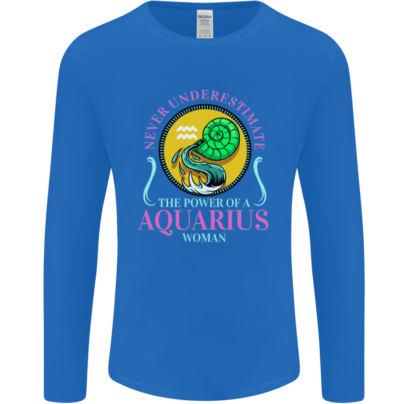 The Power of a Aquarius Woman Star Sign Mens Long Sleeve T-Shirt Royal Blue