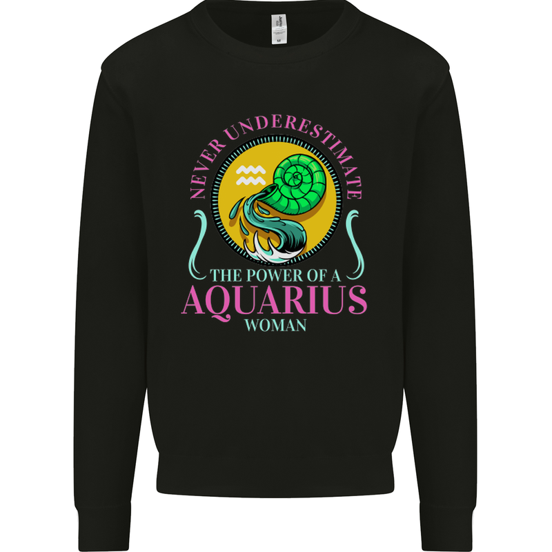 The Power of a Aquarius Woman Star Sign Mens Sweatshirt Jumper Black